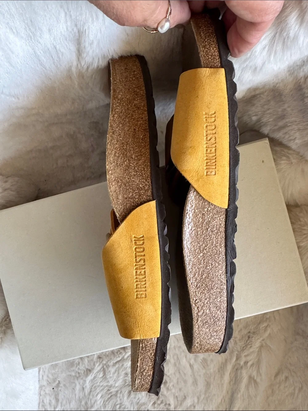 Birkenstock Women's Mustard Madrid Single Buckle Sandals in Leather       Sz 38
